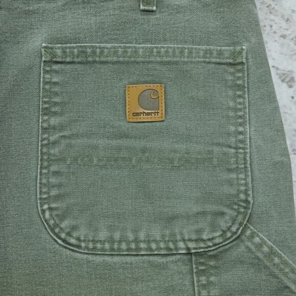 Vintage Y2K Faded Green Carhartt Carpenter Shorts B25 MOS 33x7.75 - Picture 6 of 14